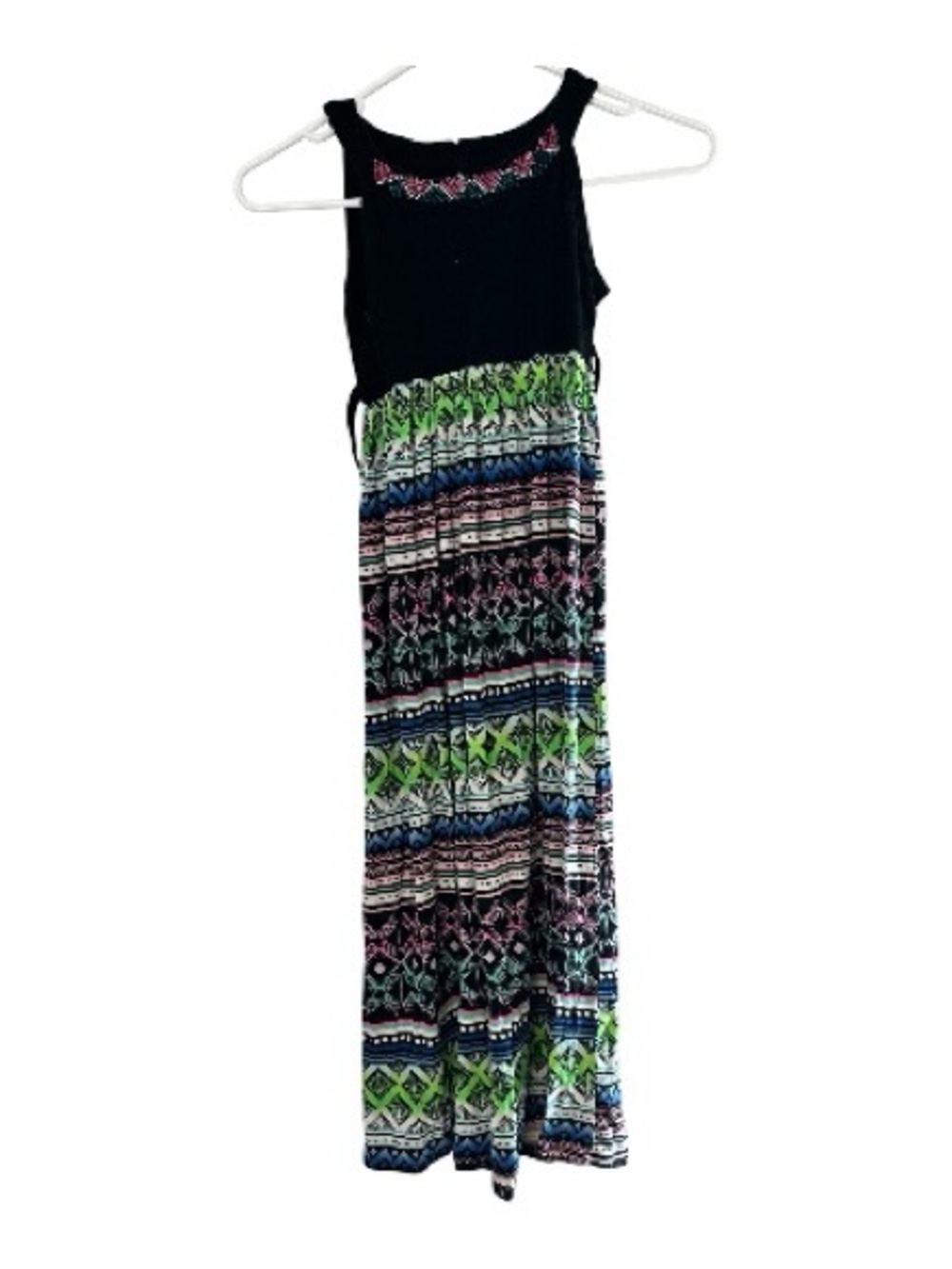 Justice Black Tank Top Tribal Print Girls Maxi Dress Size 7 Aztec Print